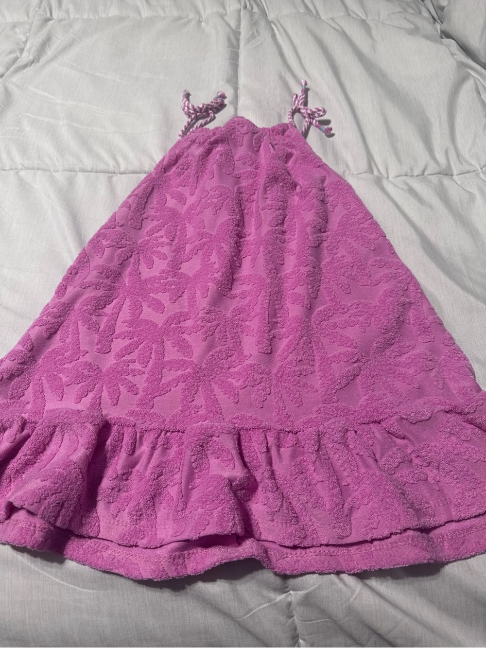 Vince Camuto Girls' Bright Pink Terry-Knit Sundress with Ruffle Hem